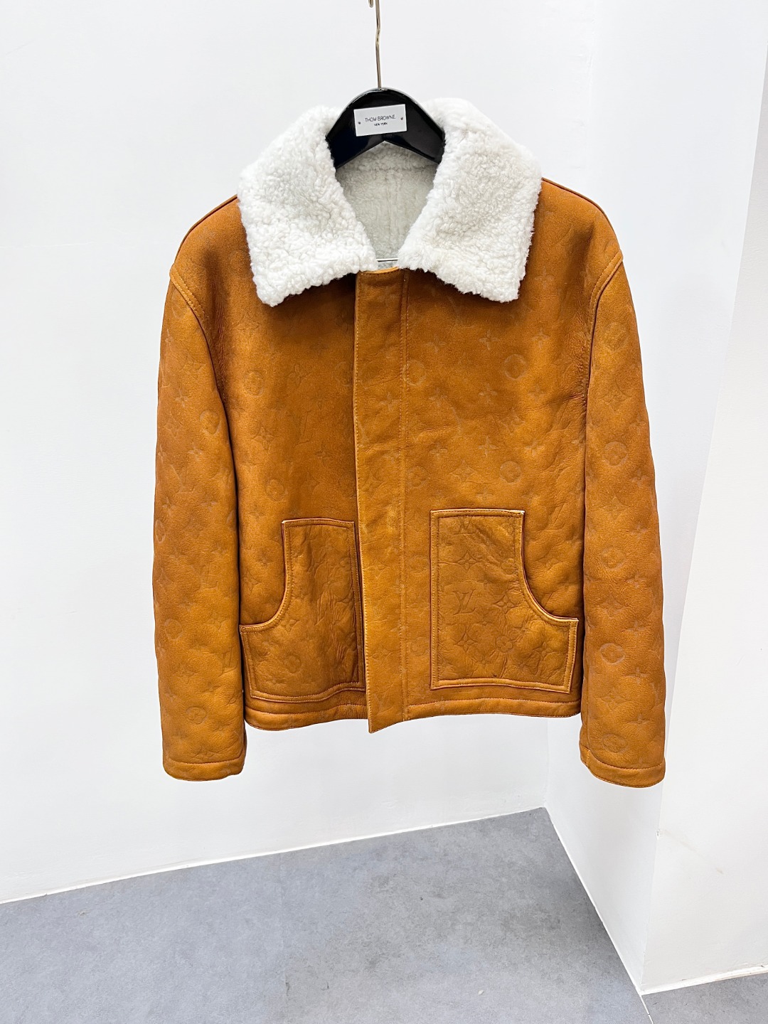 Louis Vuitton Shearling Embossed Monogram Leather Jacket