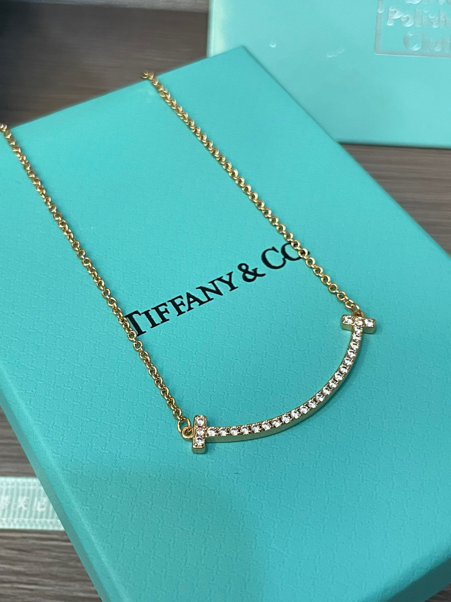 Tiffany Medium Smile Pendant in Gold with Diamonds