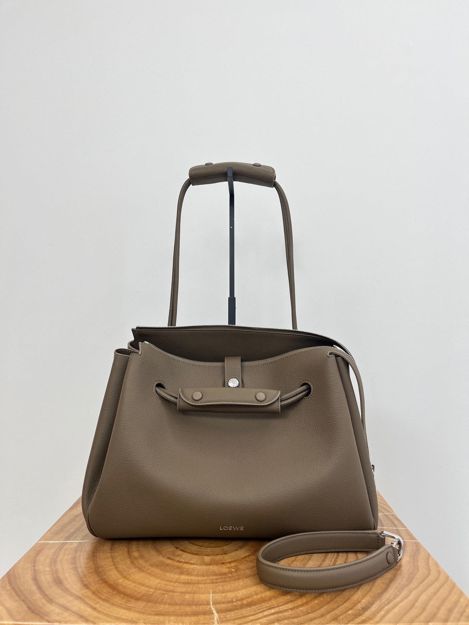 LOEWE Brown Large Grained Leather Madrid Shoulder Bag