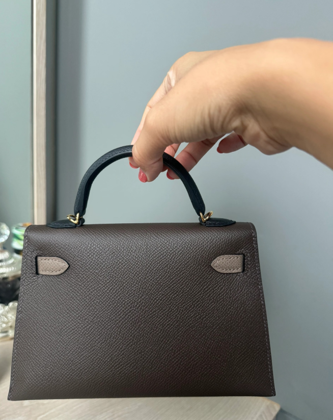Hermès Kelly mini 2 19cm EPSOM ebony gold buckle custom