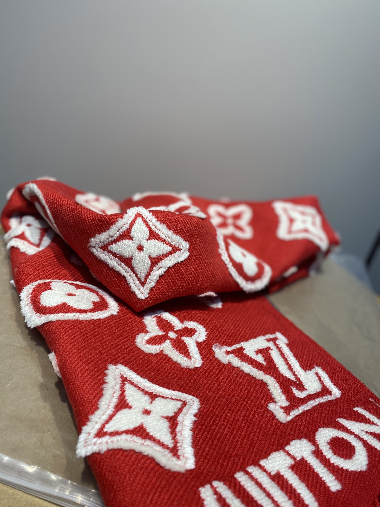 Louis Vuitton-Inspired Embossed Scarf