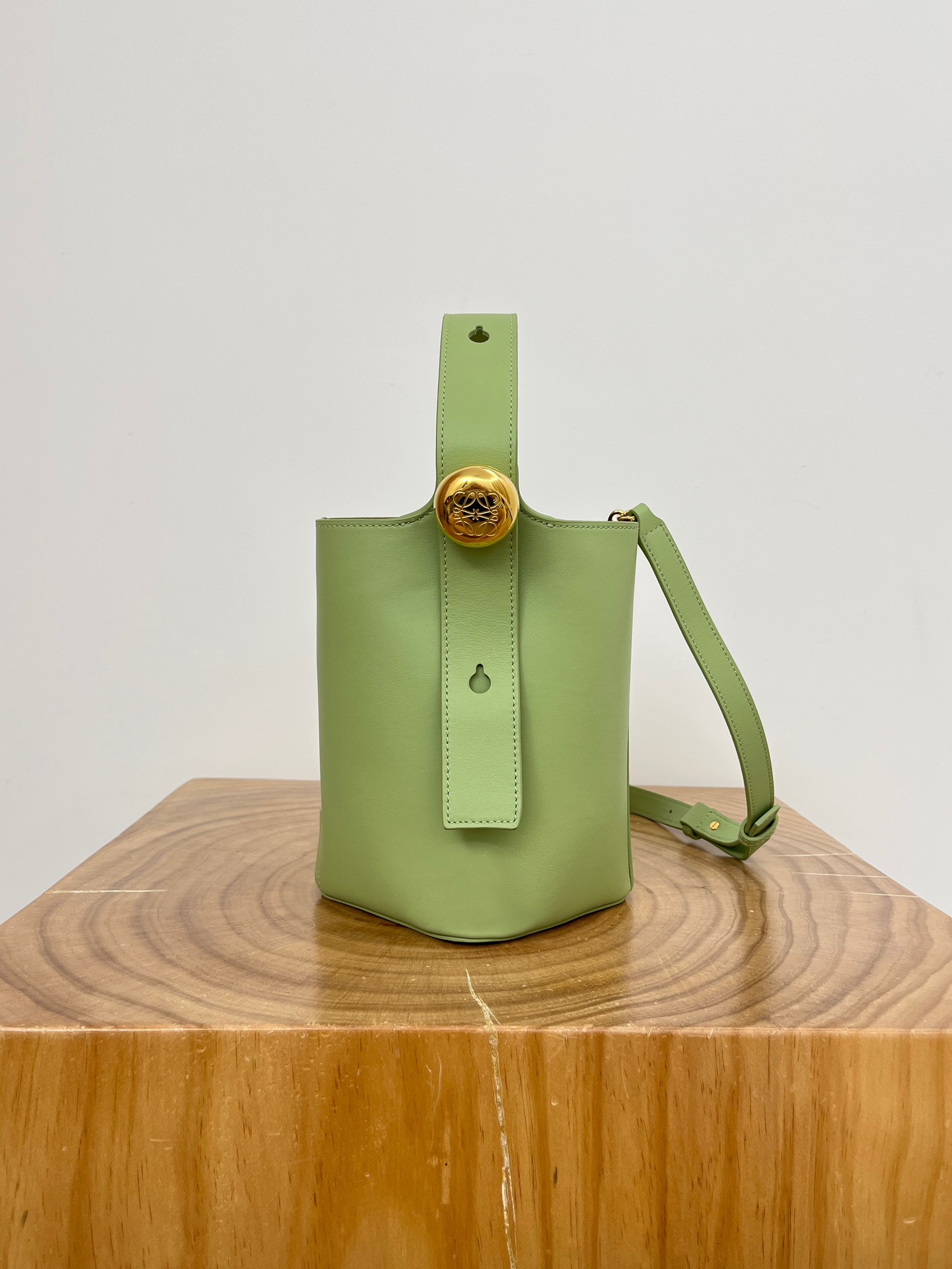 LOEWE Mini Pebble Bucket Bag Green