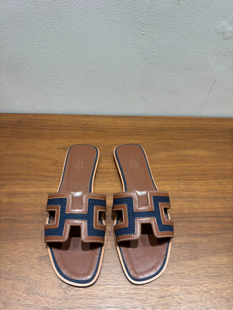 hermes sandal gold brown and denimmix