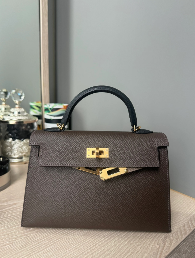 Hermès Kelly mini 2 19cm EPSOM ebony gold buckle custom