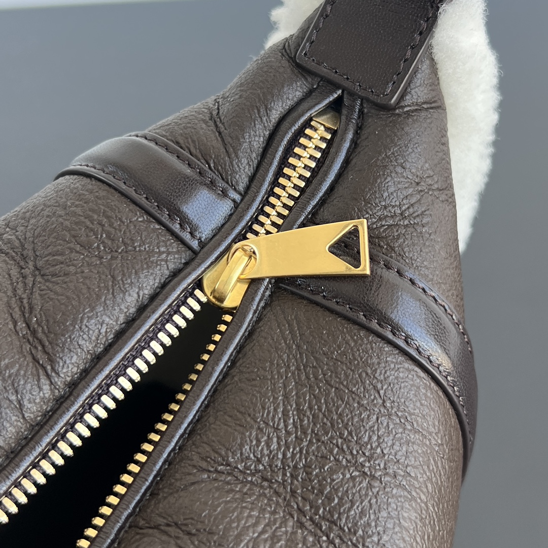 Bottega Veneta wallace mini lamb fur top-handle bag