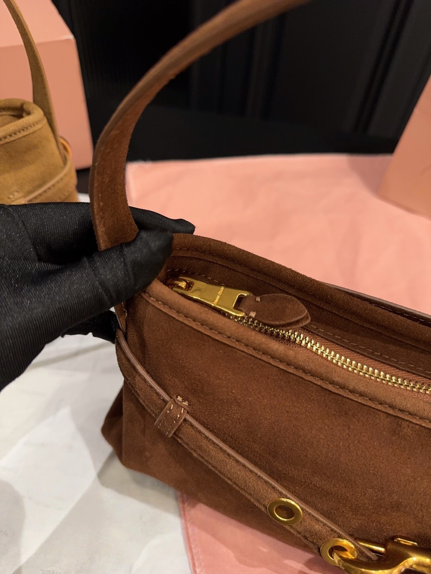 Miu Miu Brown Suede Aventure Shoulder Bag