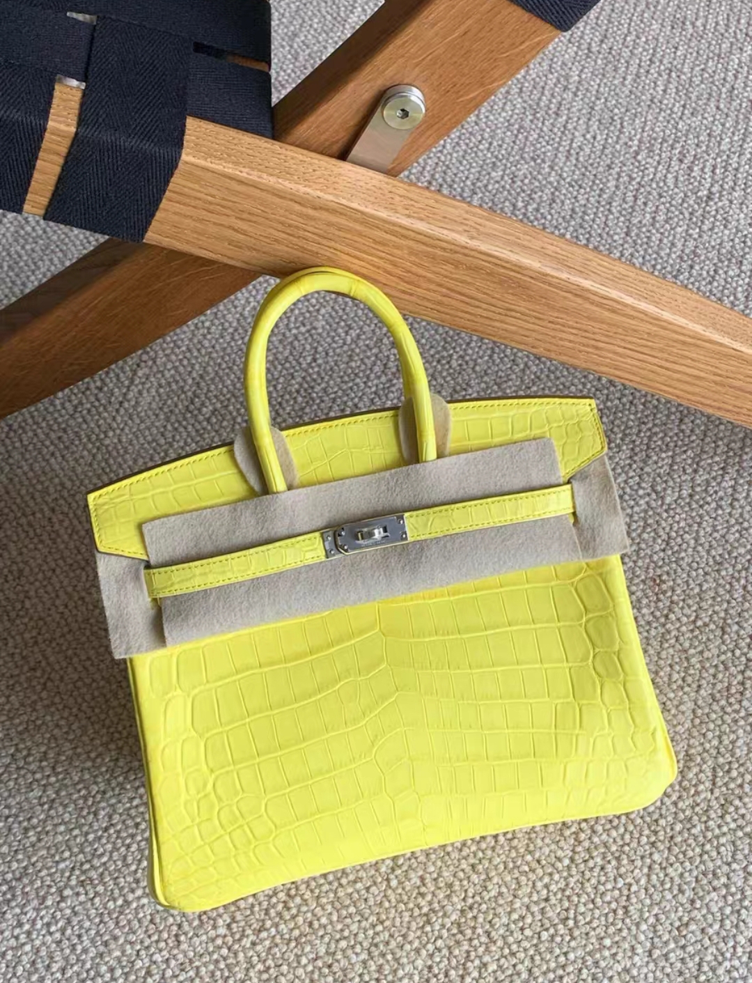 Hermès 25-30 Birkin Lime Matte Alligator with Palladium