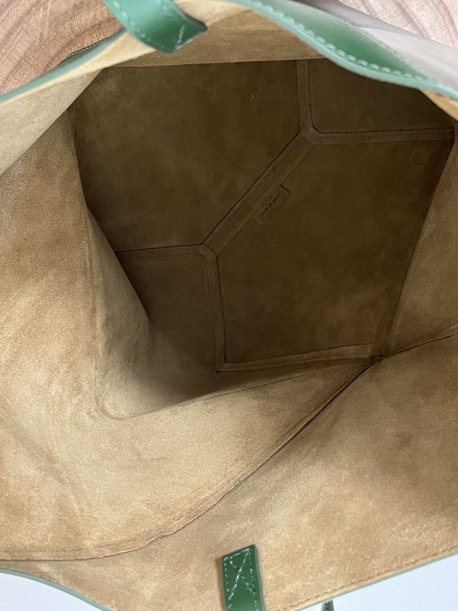 Loewe Shiny Calfskin Large Puzzle Fold Tote Umber Hunter Green