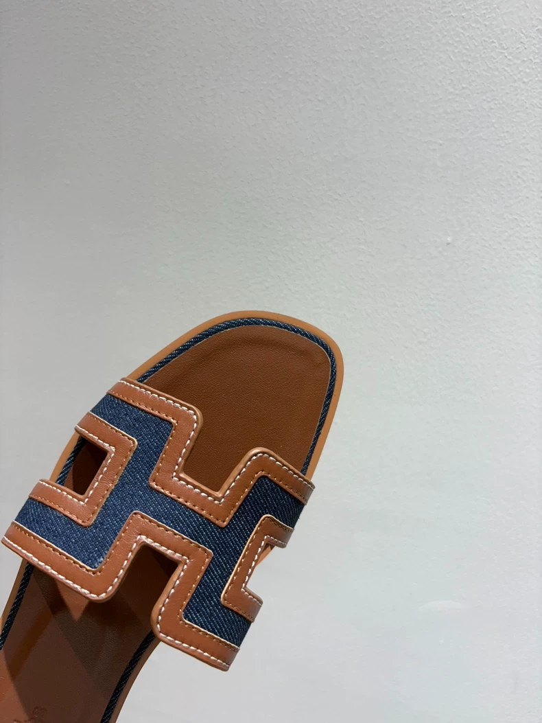 hermes sandal gold brown and denimmix