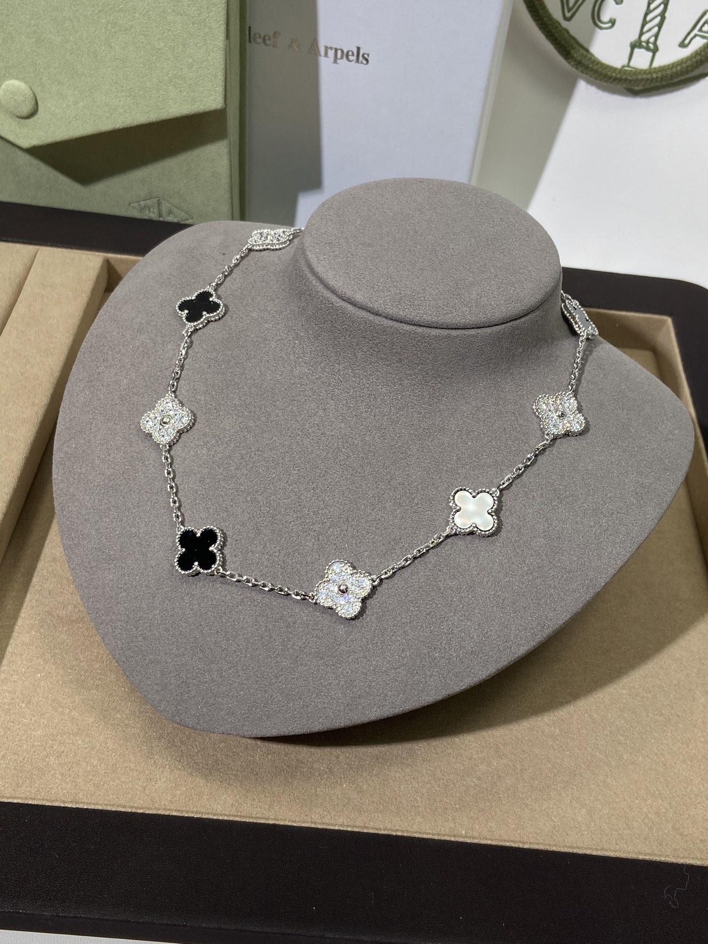 Van Cleef & Arpels Inspired Alhambra Vintage 10-Motif Necklace
