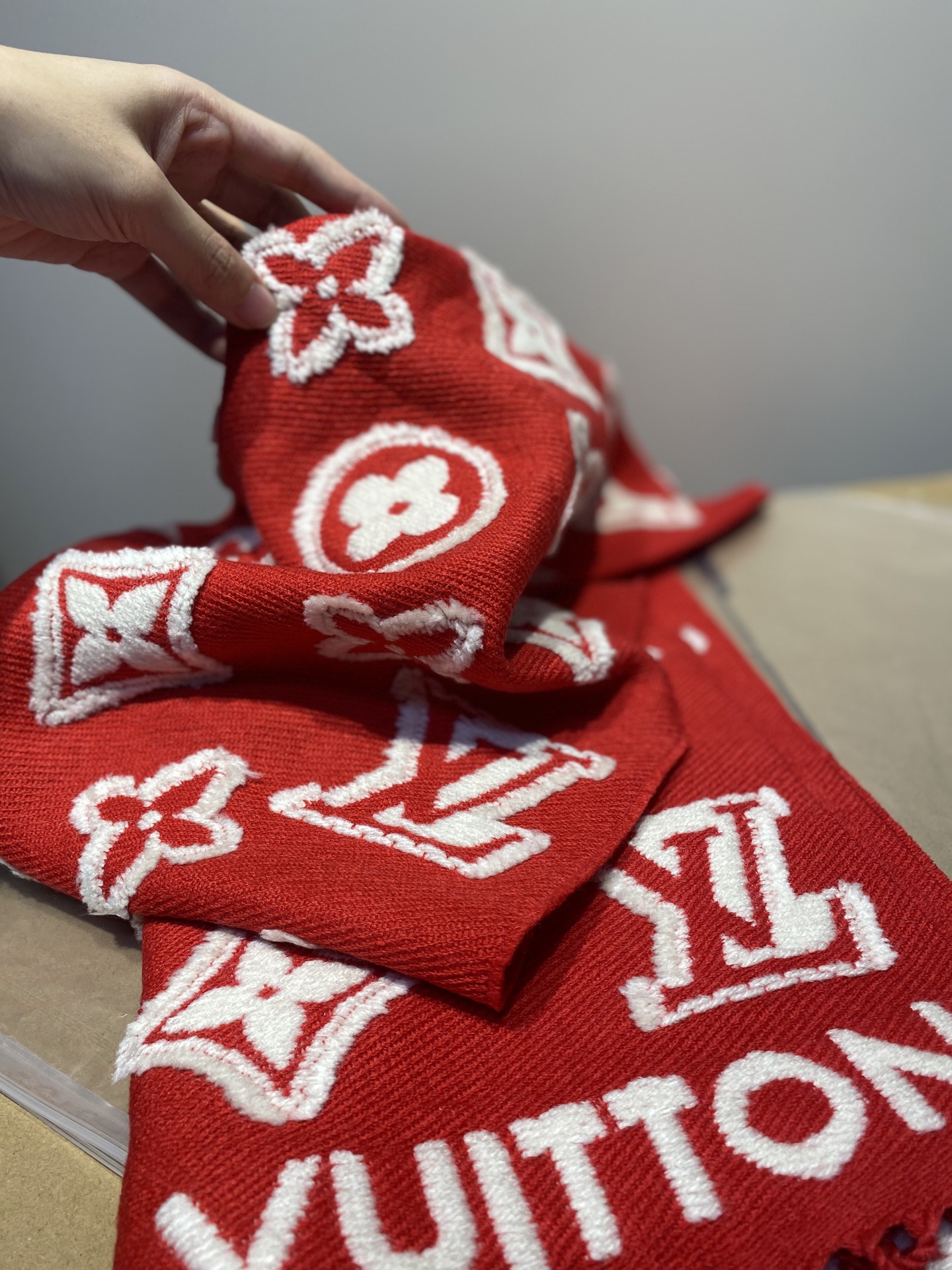 Louis Vuitton-Inspired Embossed Scarf