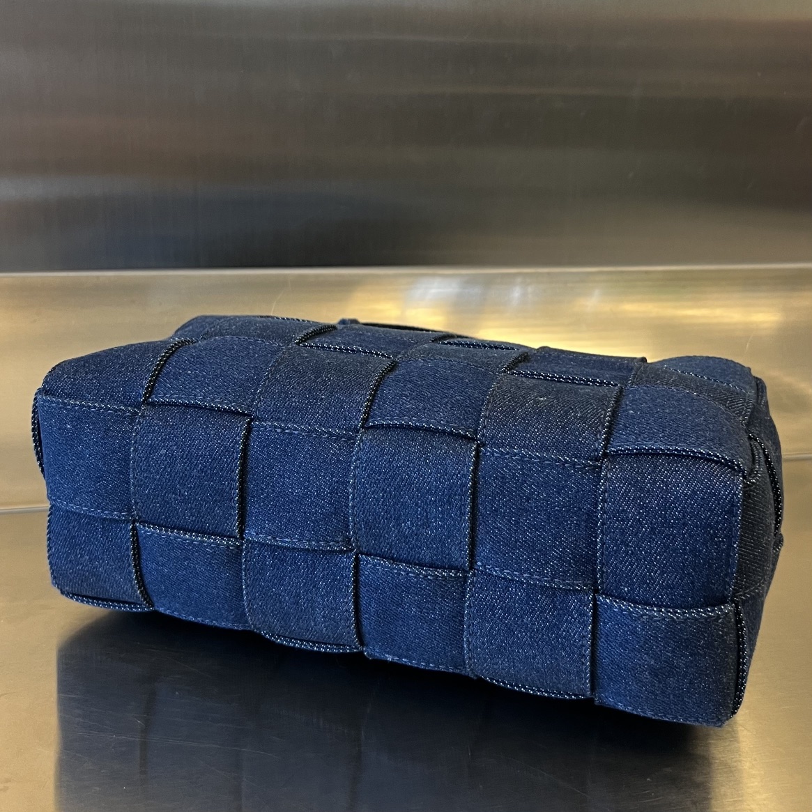 Bottega Veneta Small Cassette Intrecciato Denim Crossbody Bag