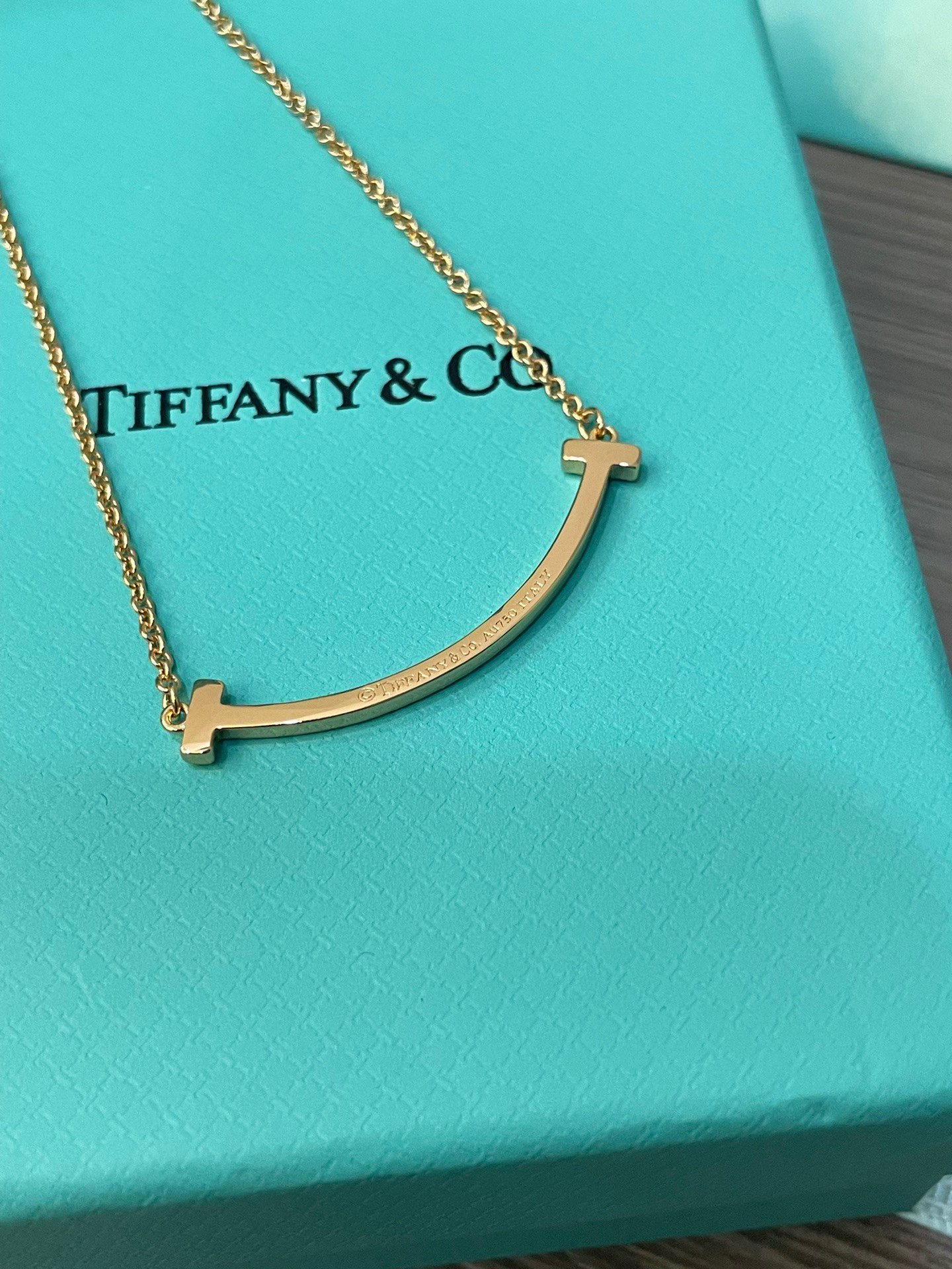 Tiffany Medium Smile Pendant in Gold with Diamonds