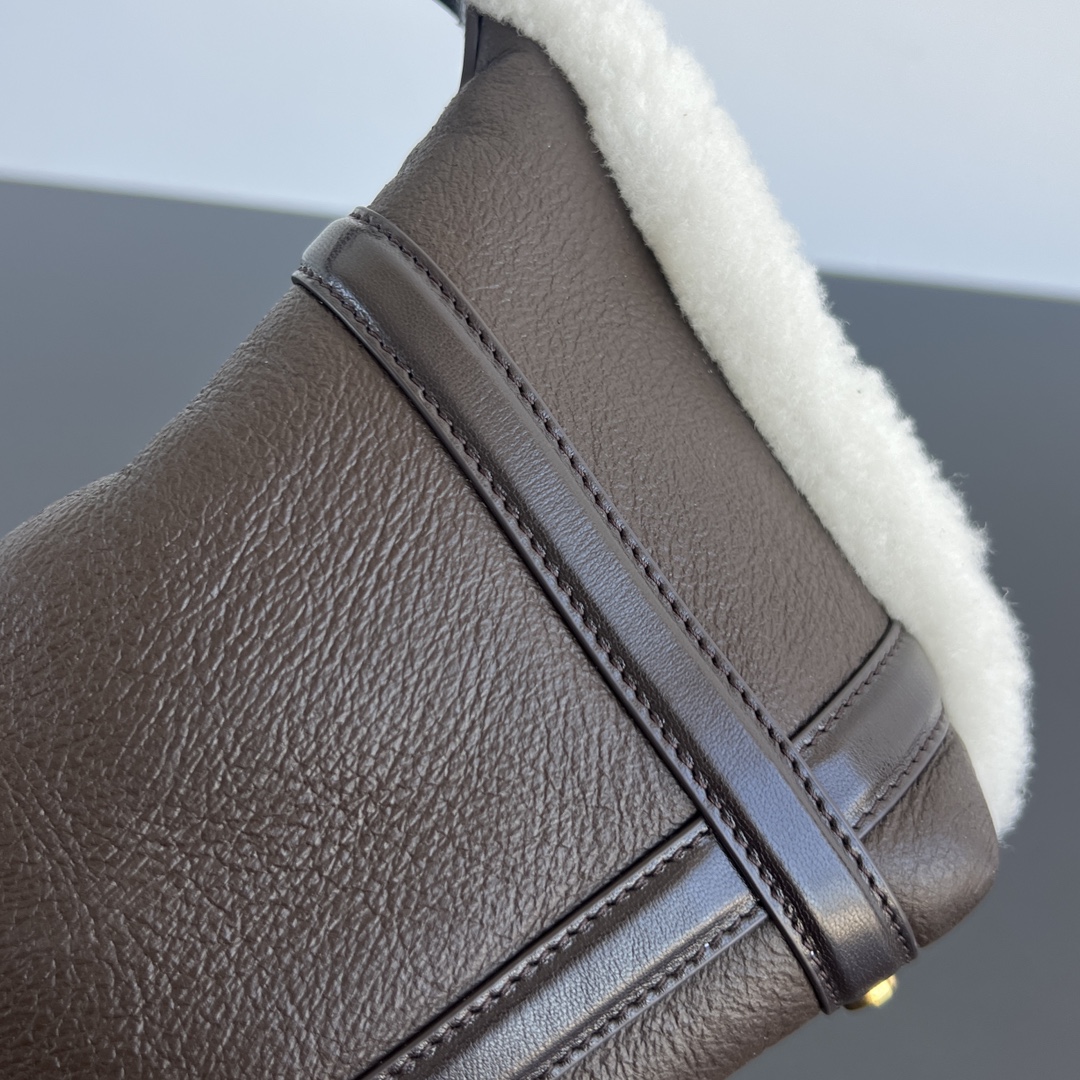 Bottega Veneta wallace mini lamb fur top-handle bag