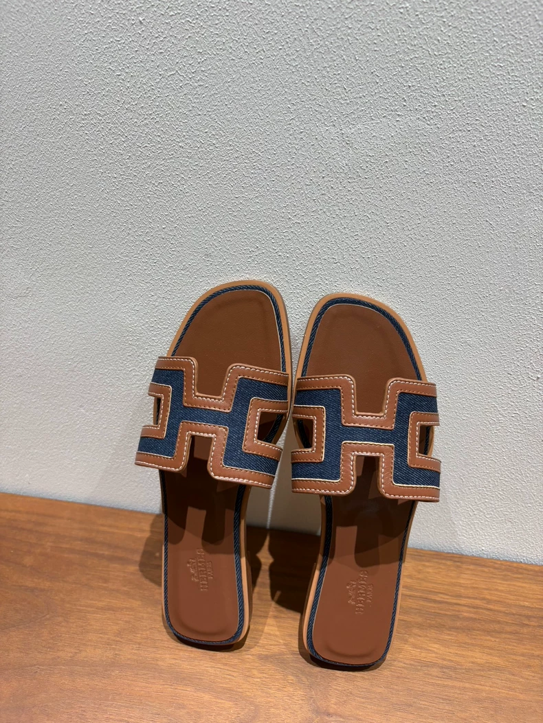 hermes sandal gold brown and denimmix