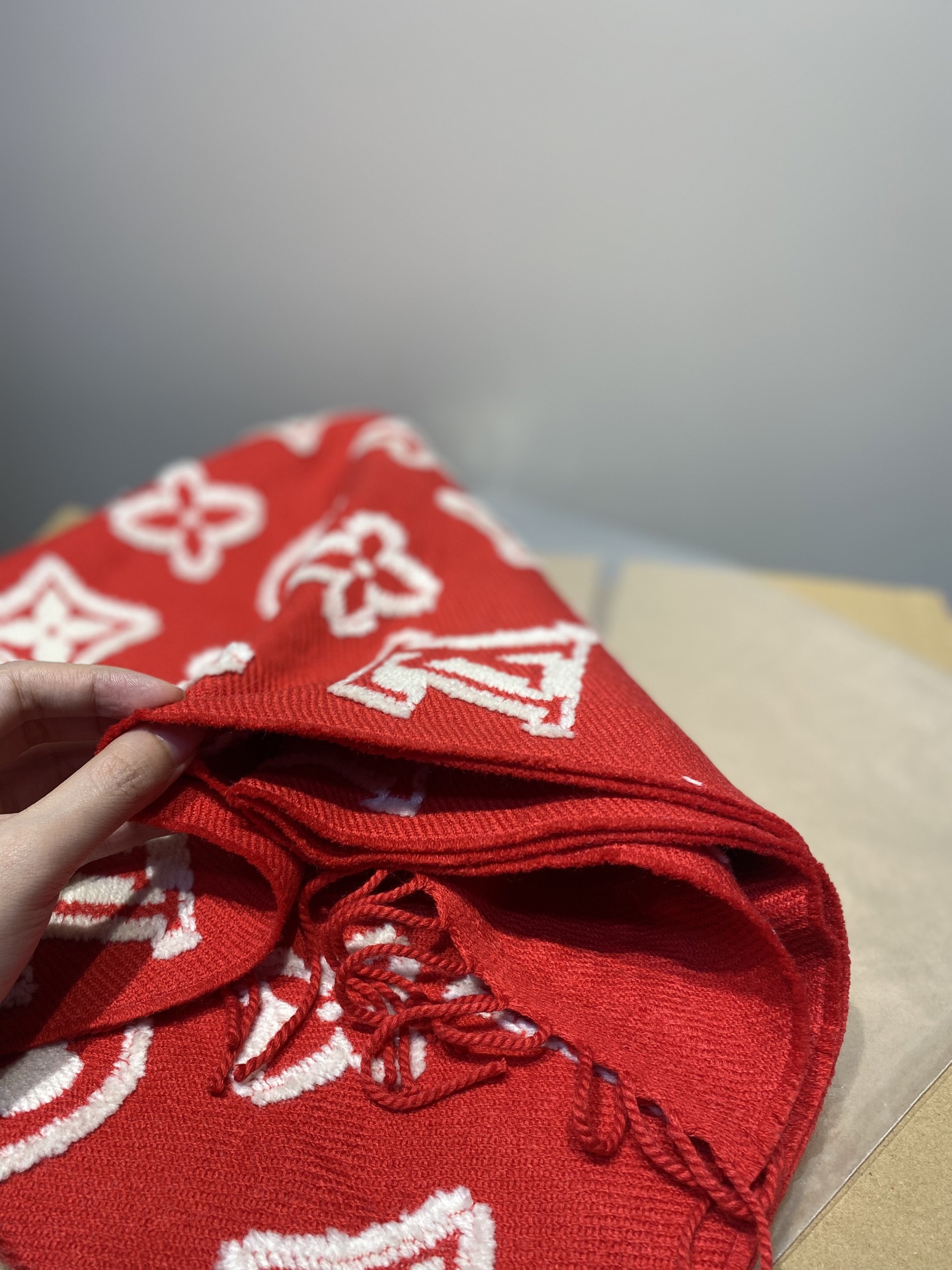 Louis Vuitton-Inspired Embossed Scarf