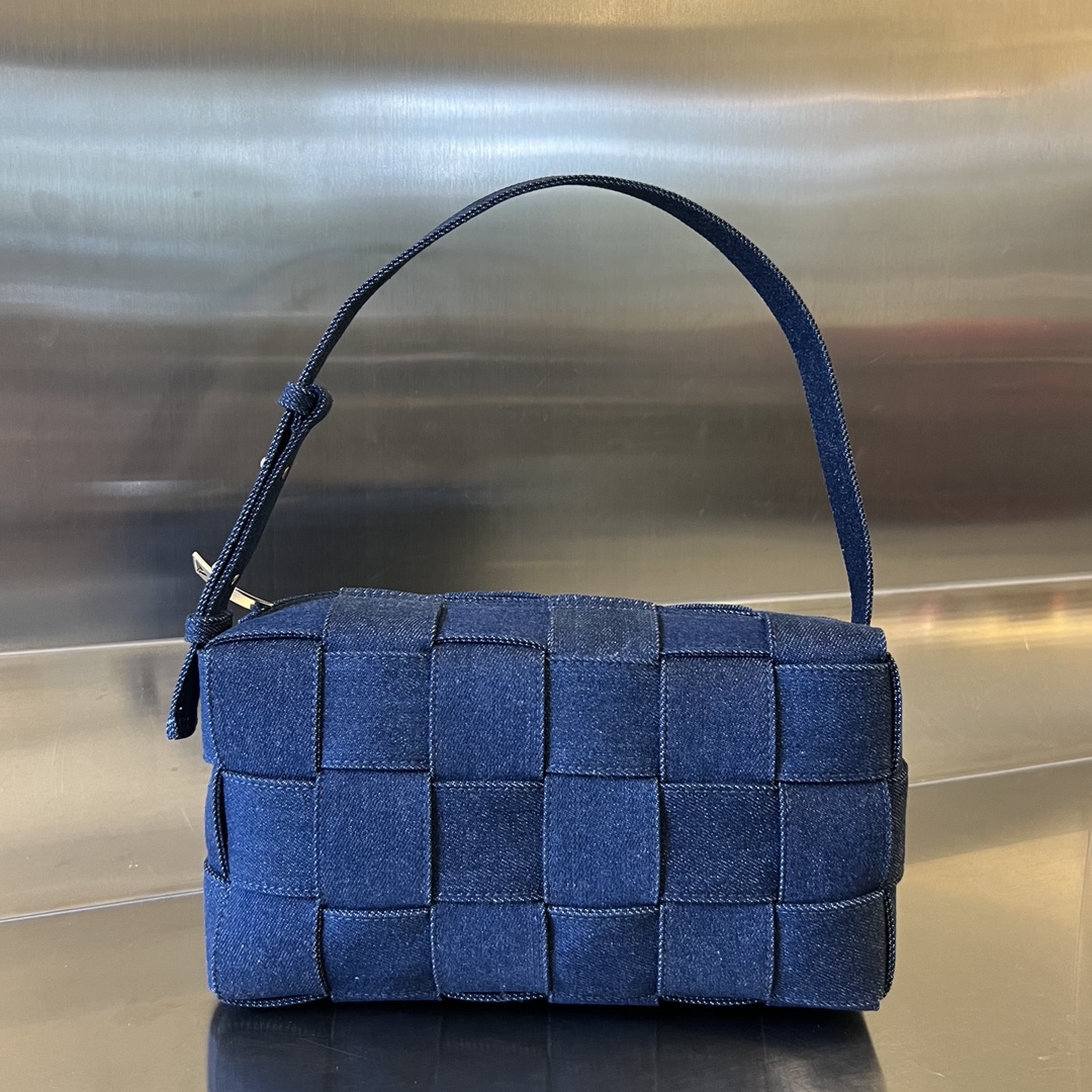 Bottega Veneta Small Cassette Intrecciato Denim Crossbody Bag
