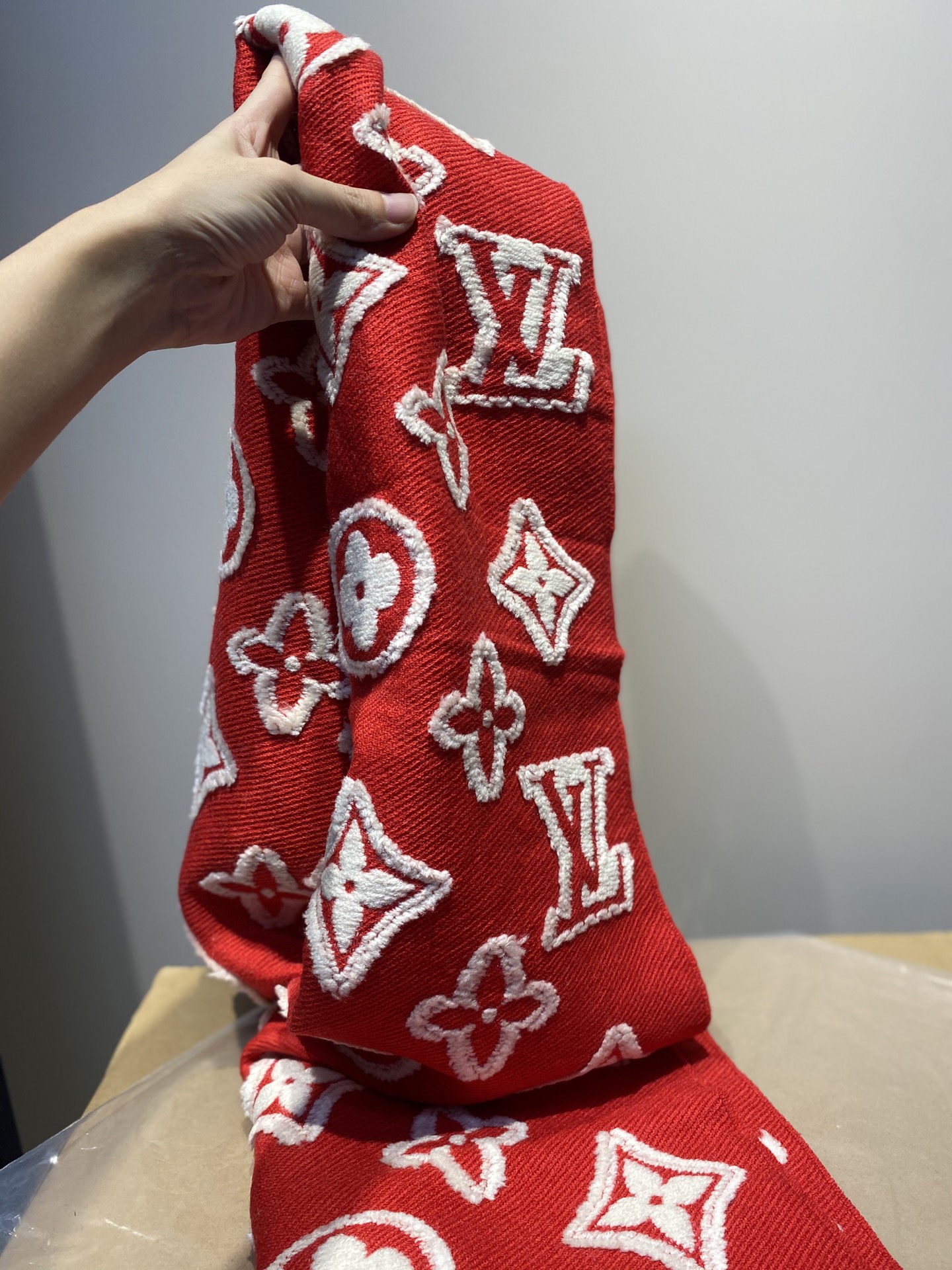 Louis Vuitton-Inspired Embossed Scarf