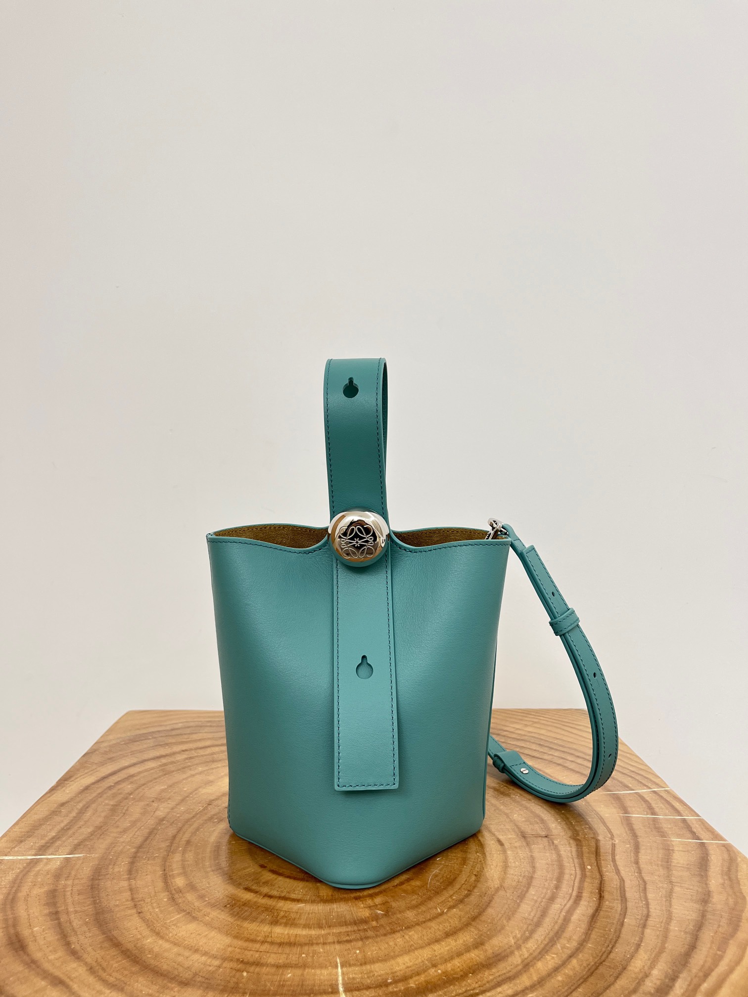 LOEWE Blue Mini Leather Pebble Bucket Bag