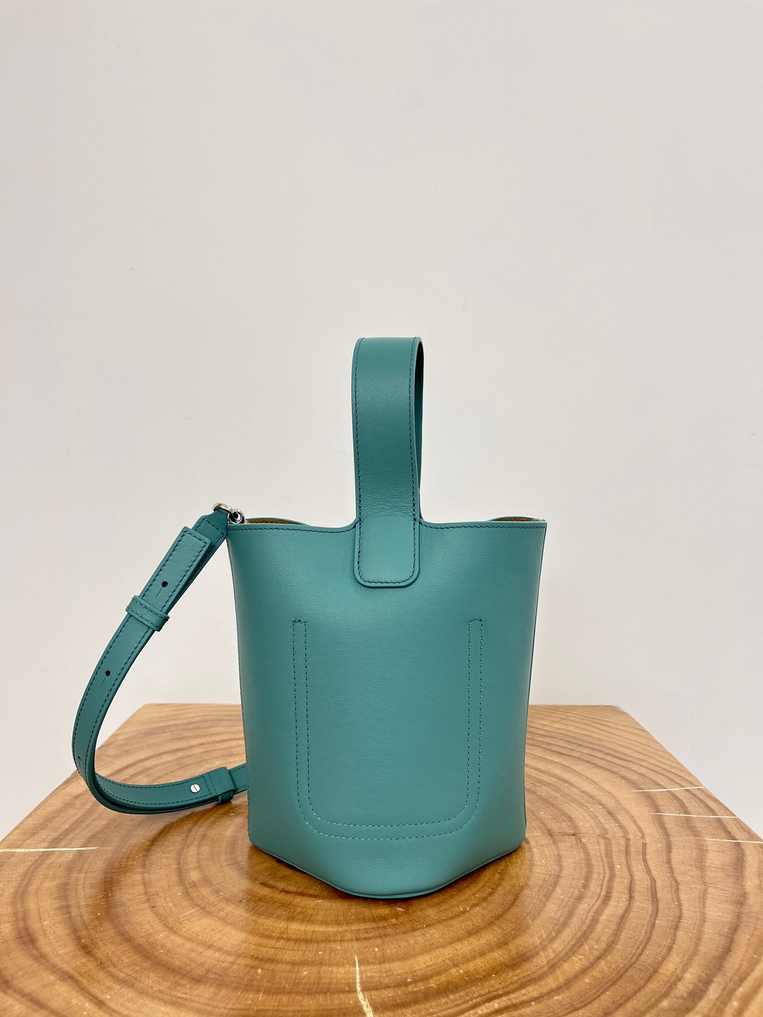 LOEWE Blue Mini Leather Pebble Bucket Bag