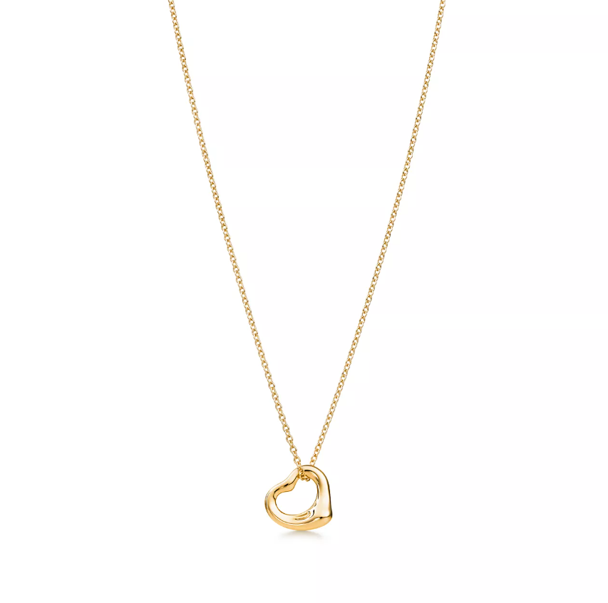 Open Heart Pendant in Yellow Gold, 11 mm