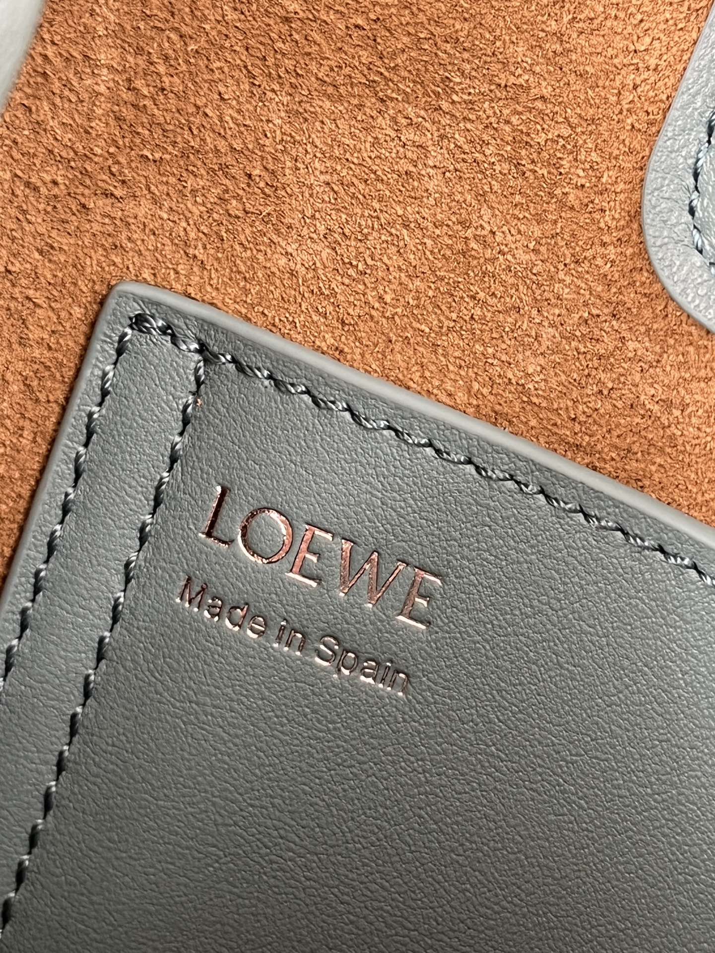 LOEWE Blue Mini Leather Pebble Bucket Bag