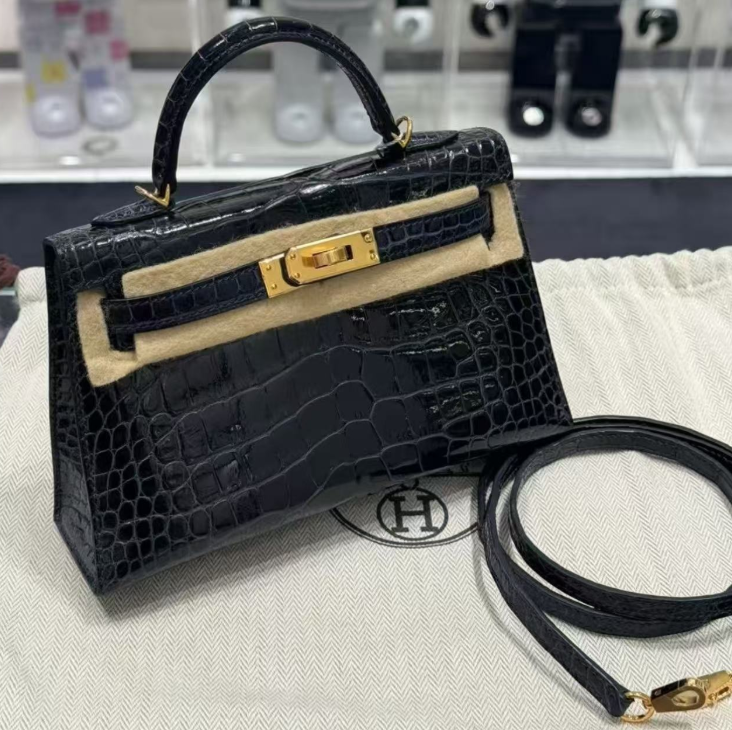 Hermes Kelly Mini 19 American alligator skin crocodile skin