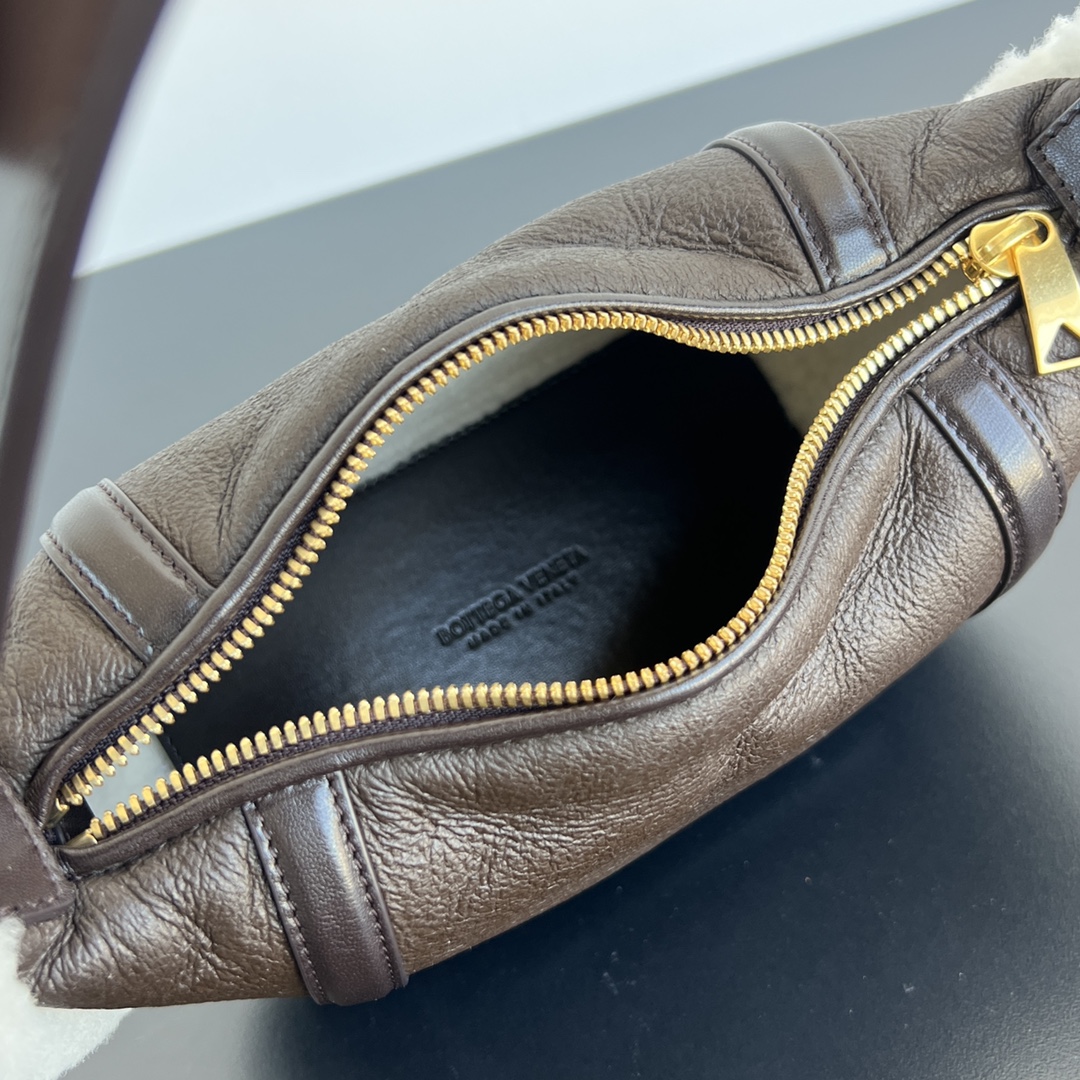 Bottega Veneta wallace mini lamb fur top-handle bag