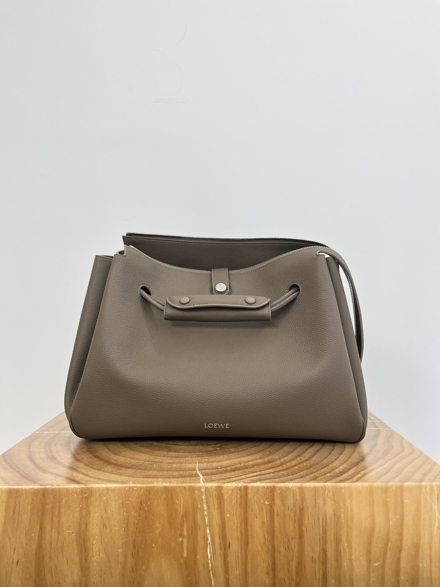 LOEWE Brown Large Grained Leather Madrid Shoulder Bag