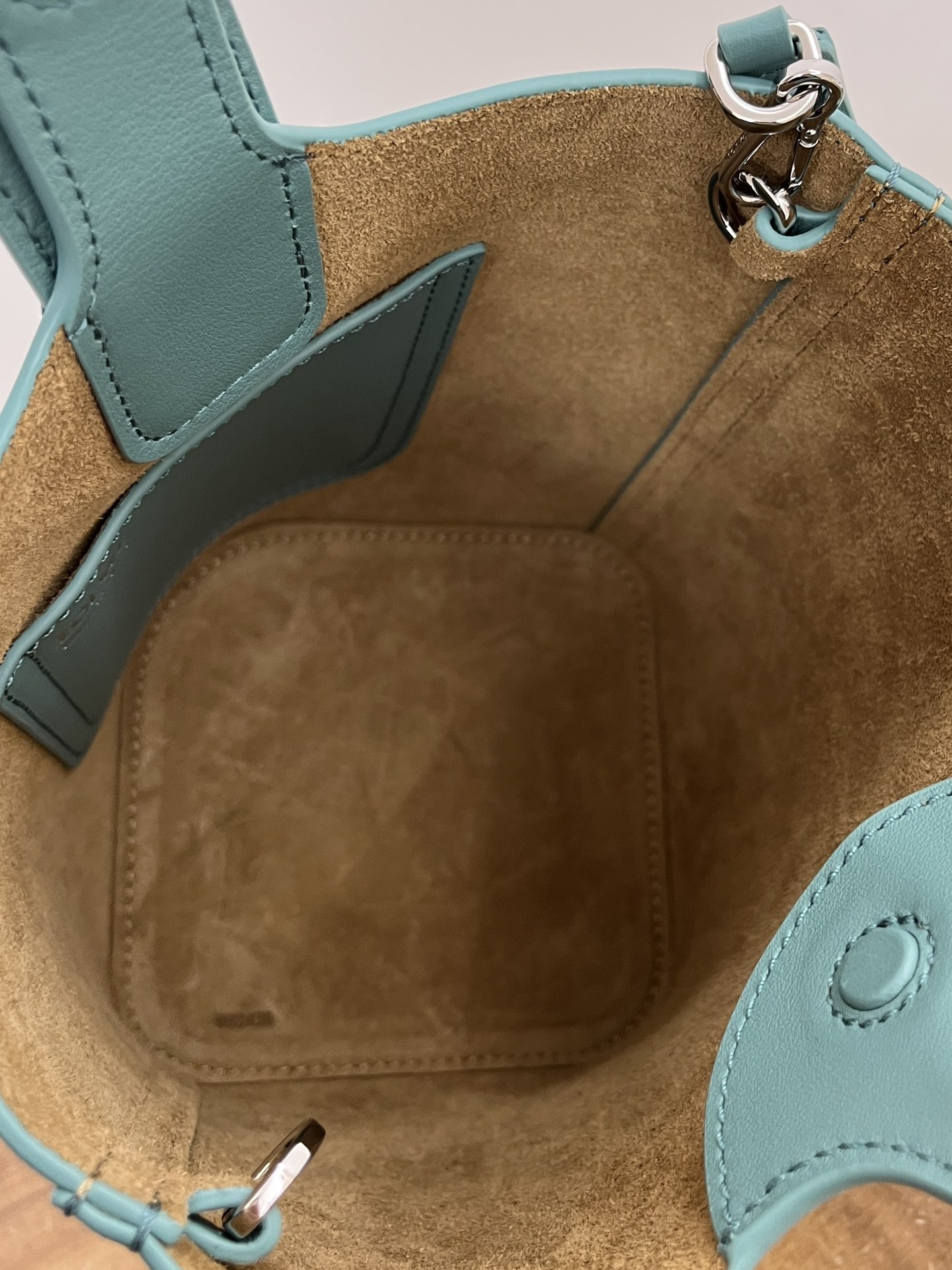 LOEWE Blue Mini Leather Pebble Bucket Bag