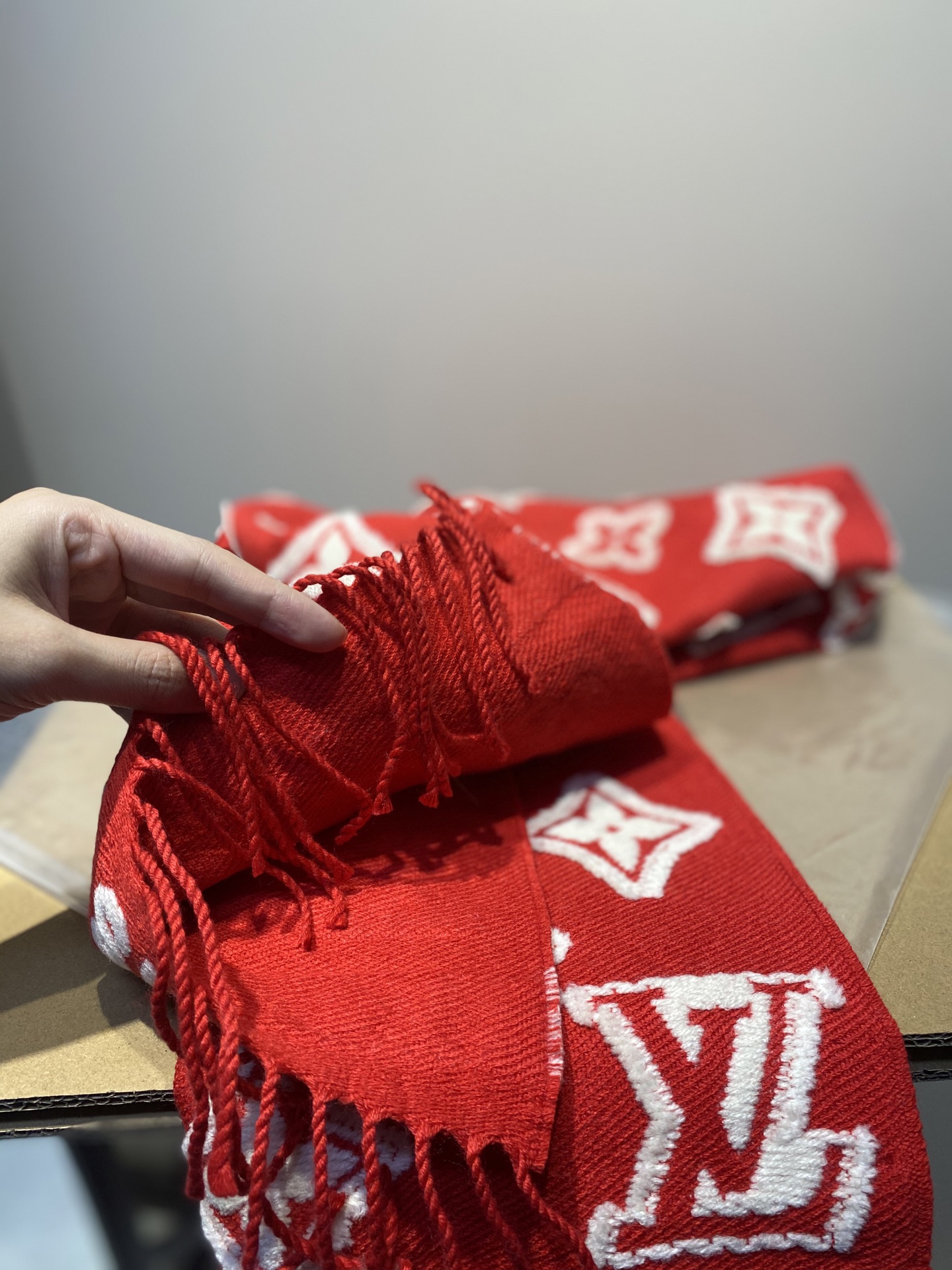 Louis Vuitton-Inspired Embossed Scarf