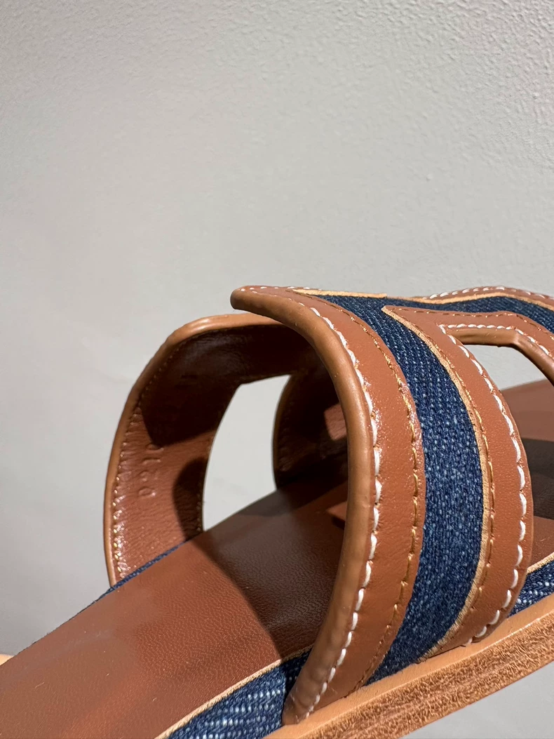 hermes sandal gold brown and denimmix