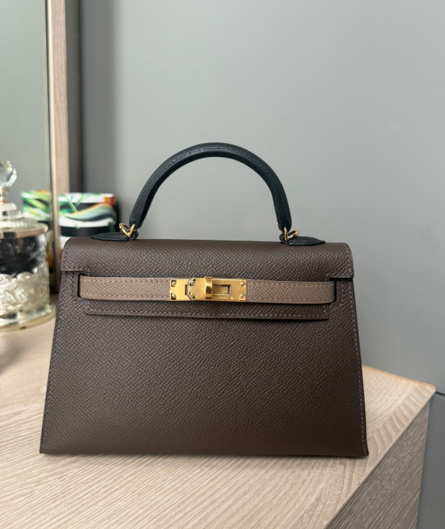 Hermès Kelly mini 2 19cm EPSOM ebony gold buckle custom