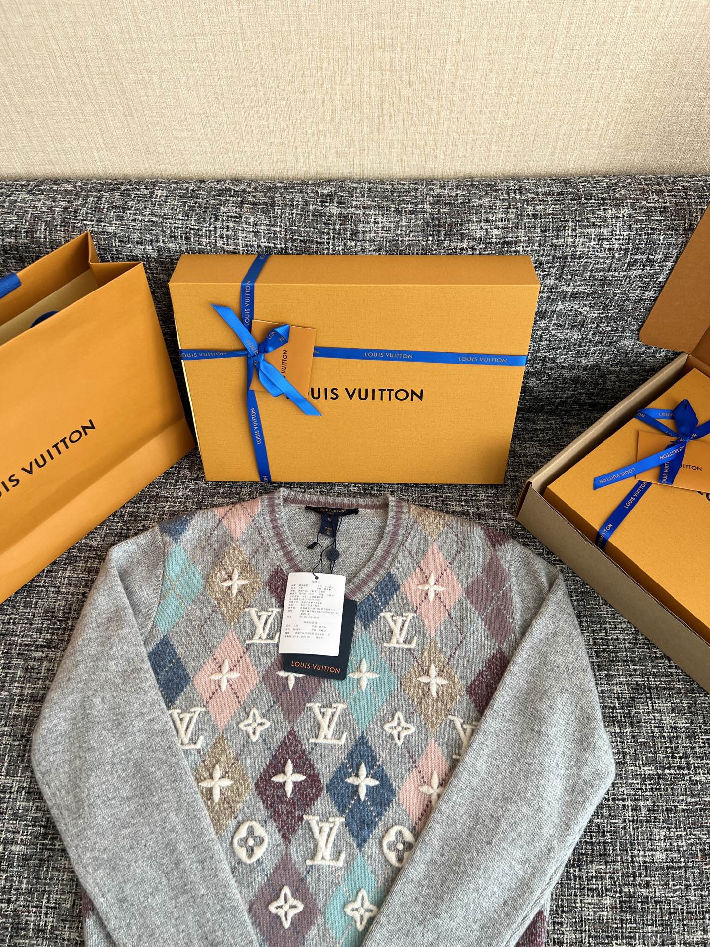 LV Ski 3D Signature Argyle Pullover