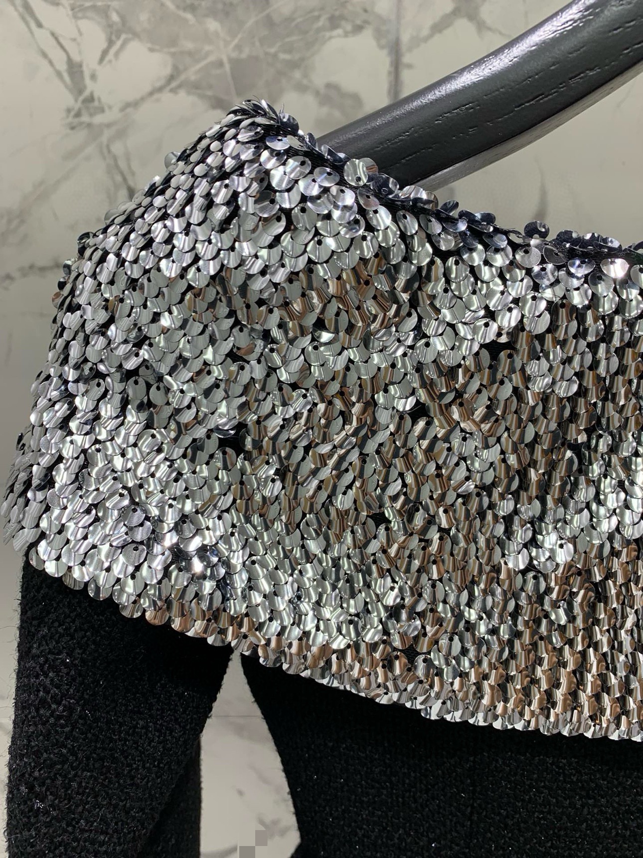 YSL Sequin Bustier Tweed Dress Coat