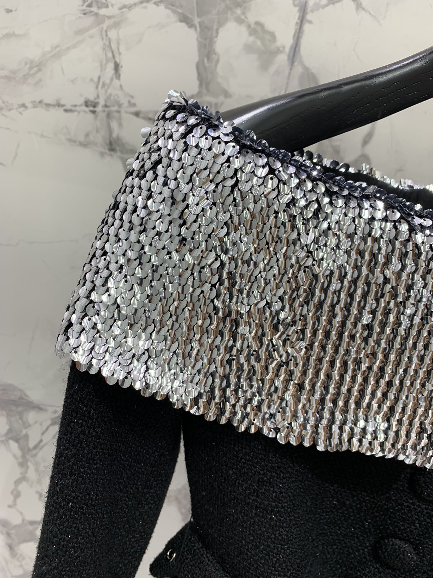 YSL Sequin Bustier Tweed Dress Coat