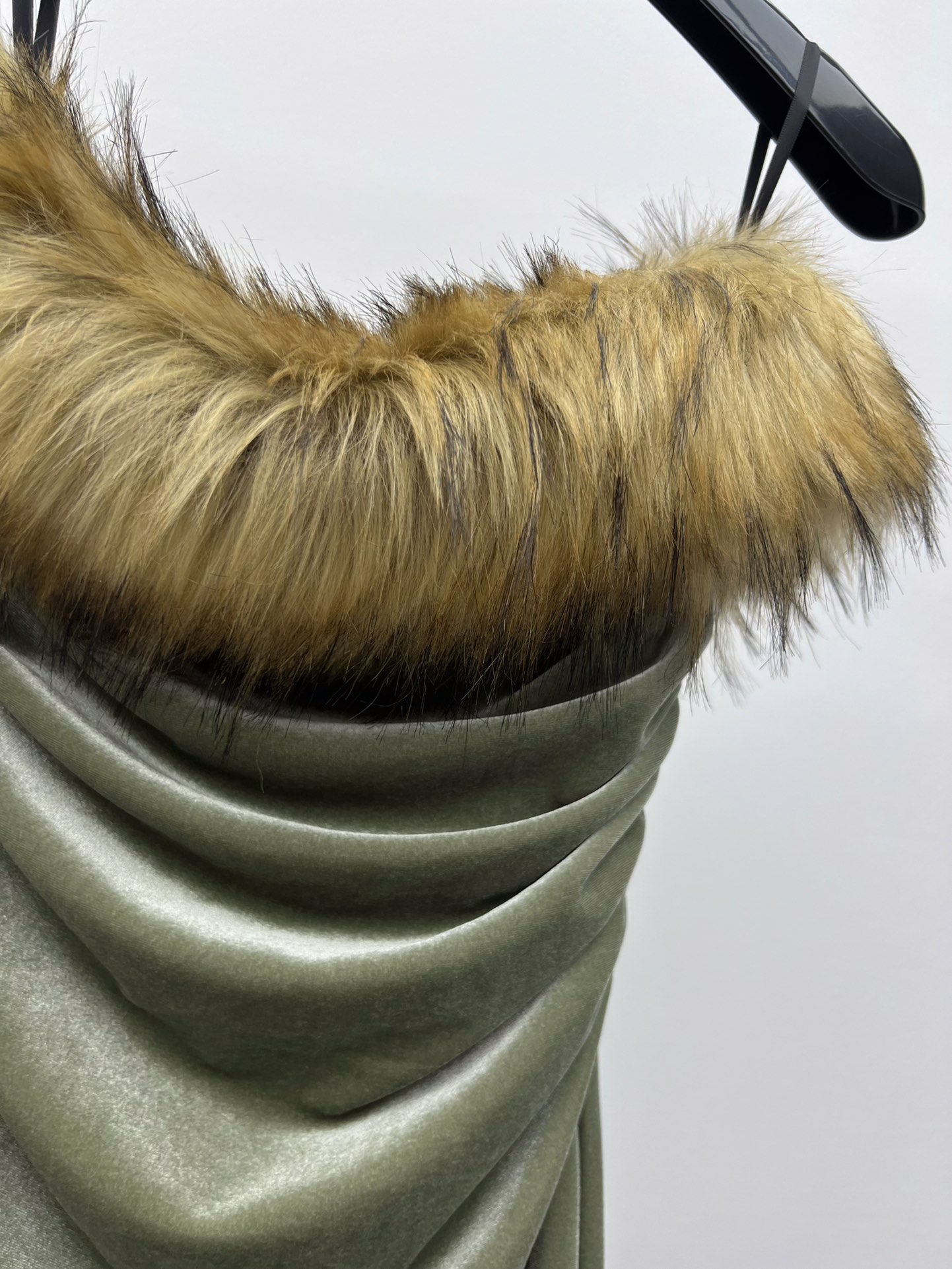 Saint Laurent Off-the-shoulder Faux Fur-trimmed Gathered Velvet Mini Dress - Gray