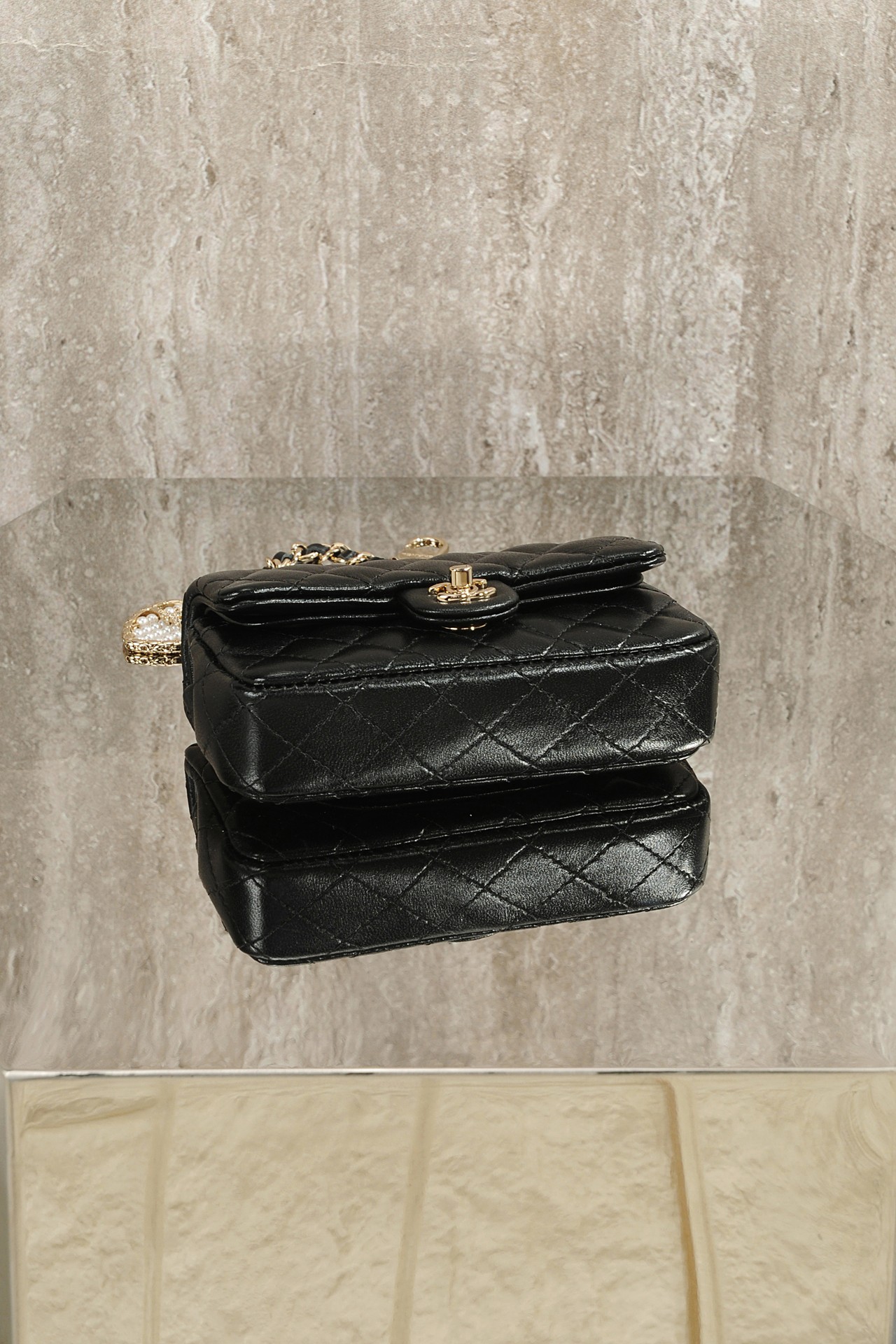 Chanel Pearl Heart Charm Mini Flap Bag