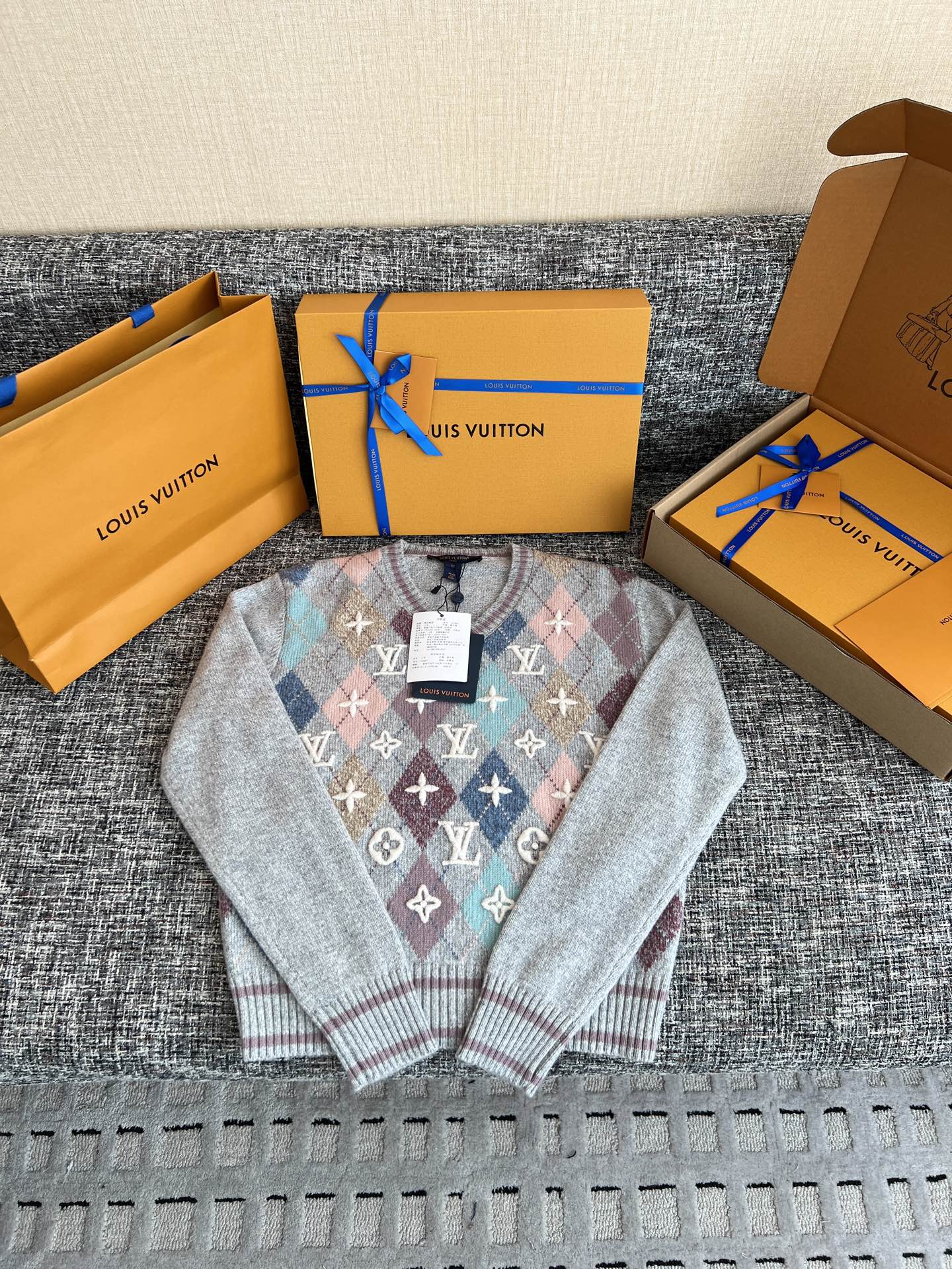 LV Ski 3D Signature Argyle Pullover