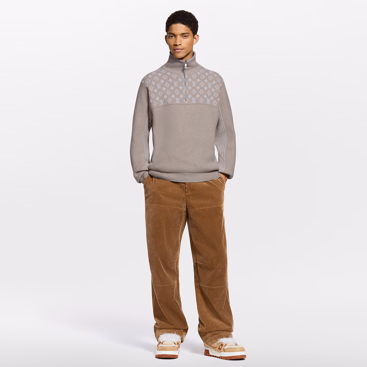 LV 1AJBWH LV Ski Ribbed Wool Half-Zip Pullover