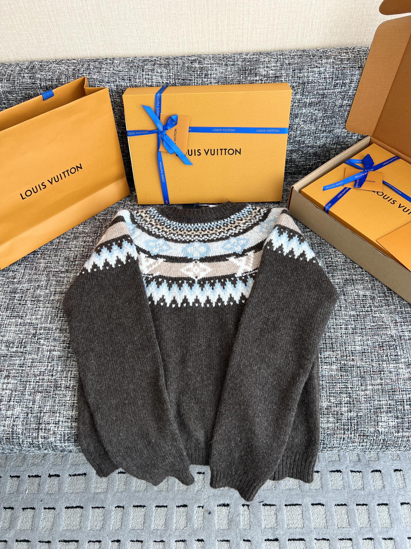 LV Ski Geometric Monogram Knit Pullover