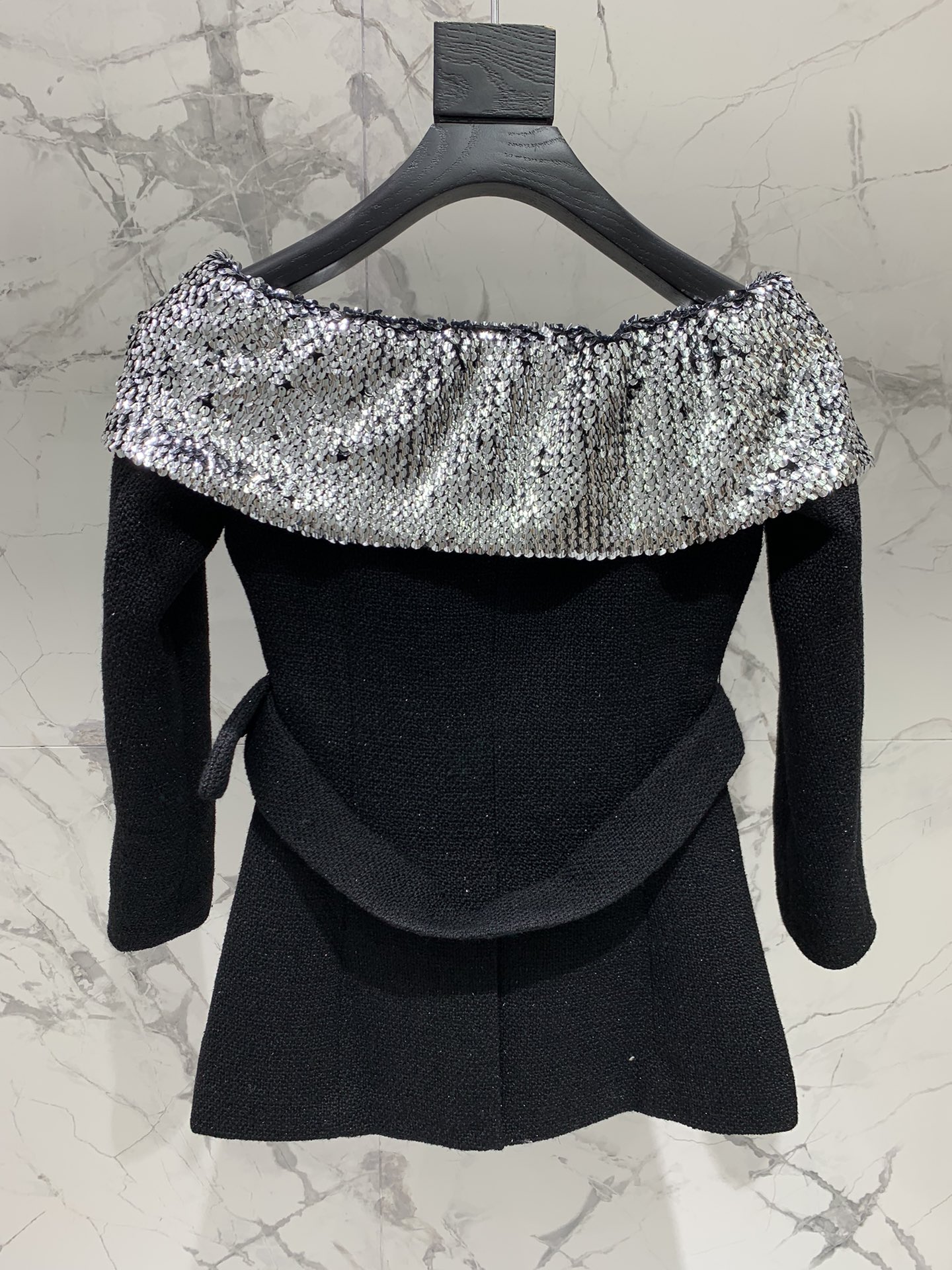 YSL Sequin Bustier Tweed Dress Coat