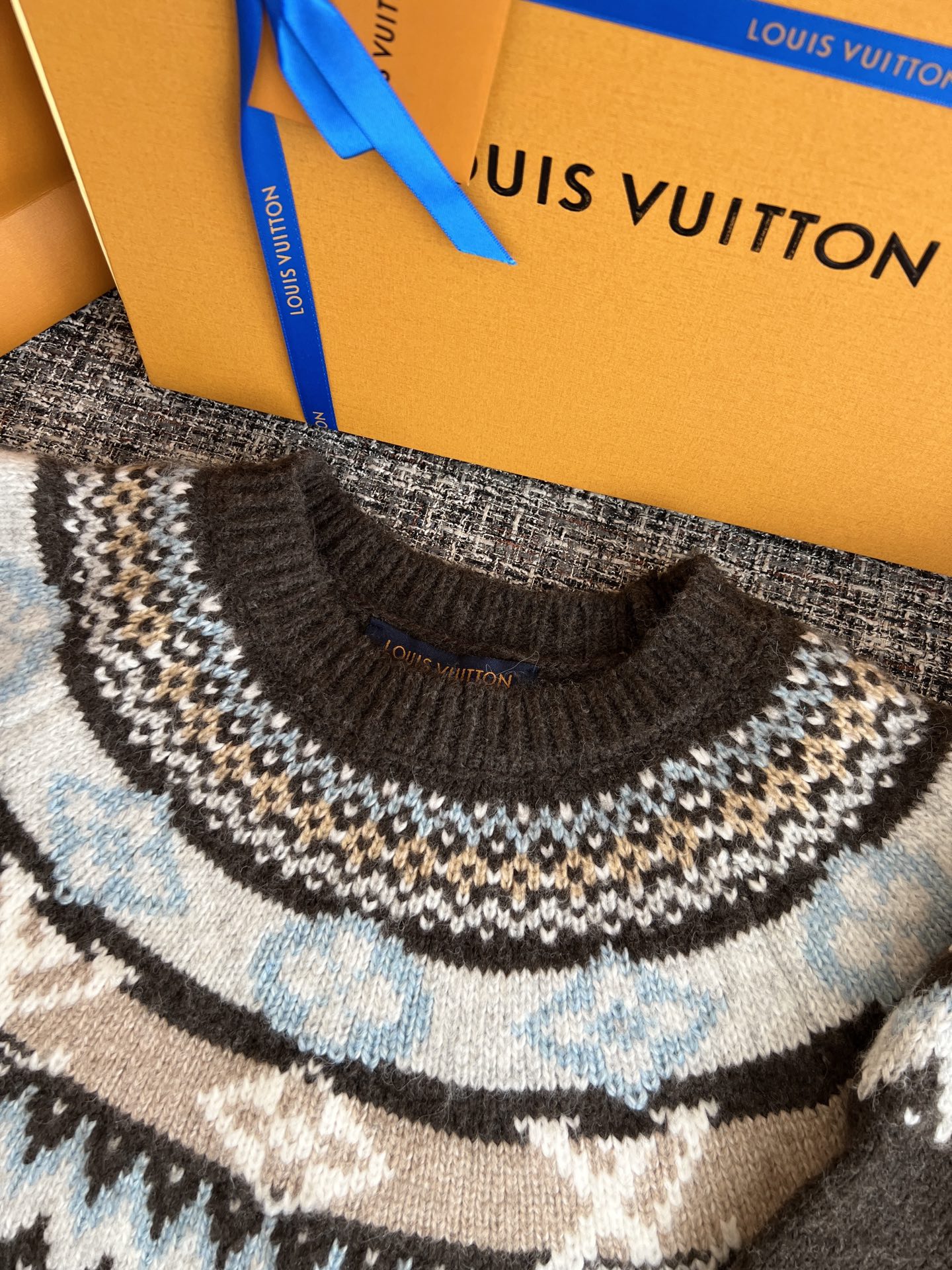 LV Ski Geometric Monogram Knit Pullover