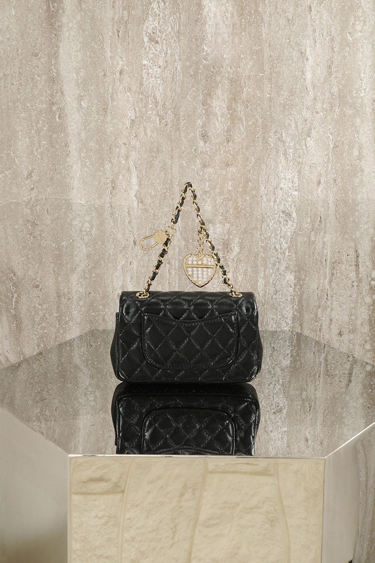 Chanel Pearl Heart Charm Mini Flap Bag