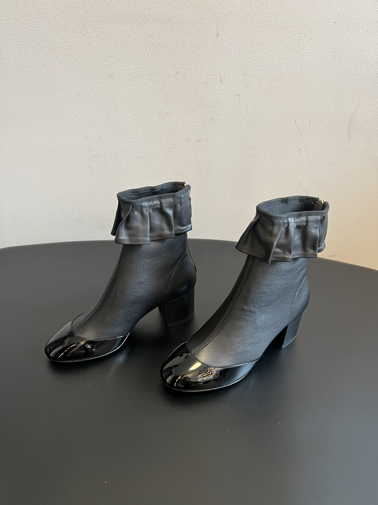 Chanel 25SS Fall/Winter Ruffled Lambskin Short Boots