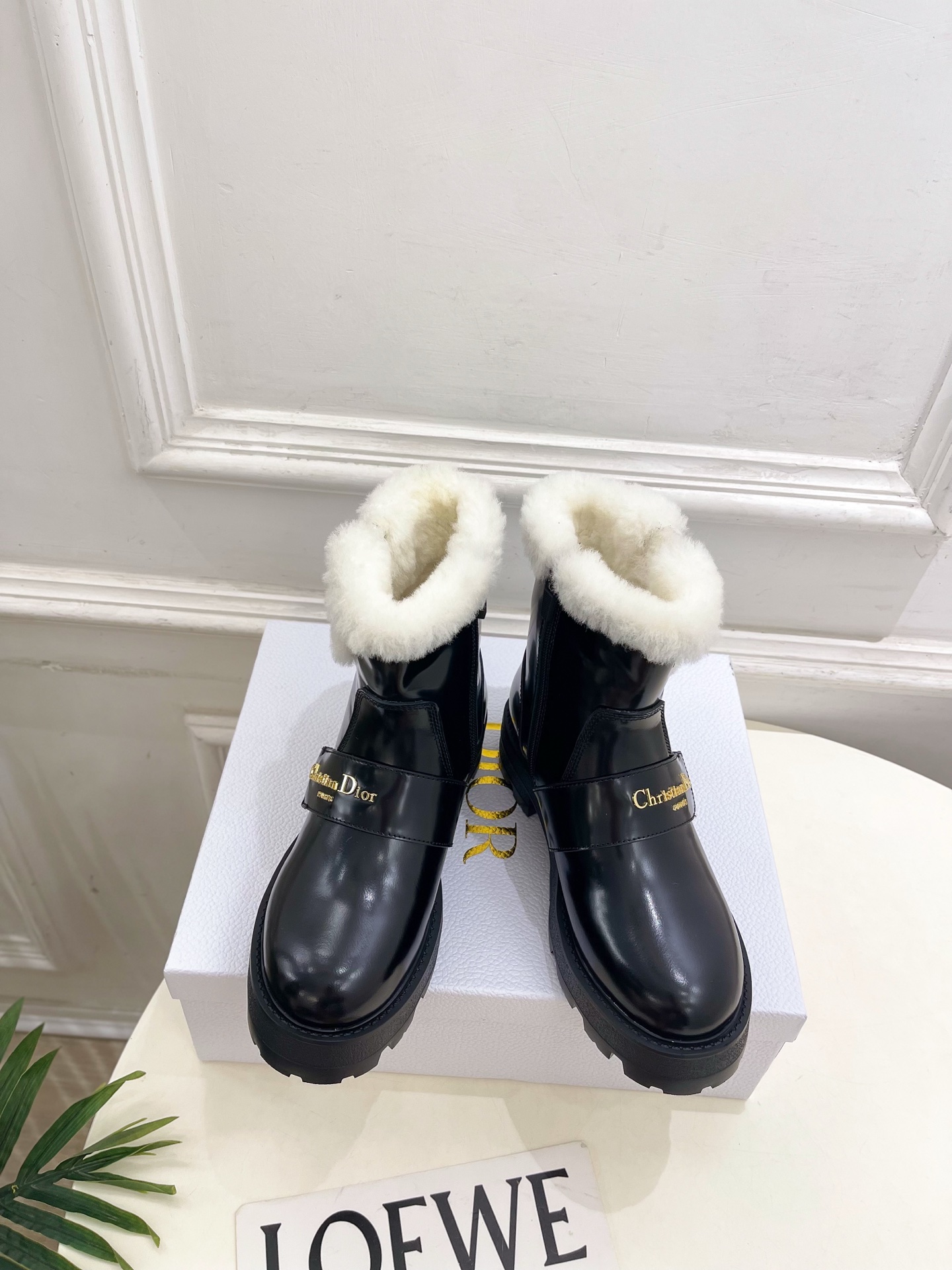Dior 25SS D-Quest Buckle Wool & Leather Ankle Boots