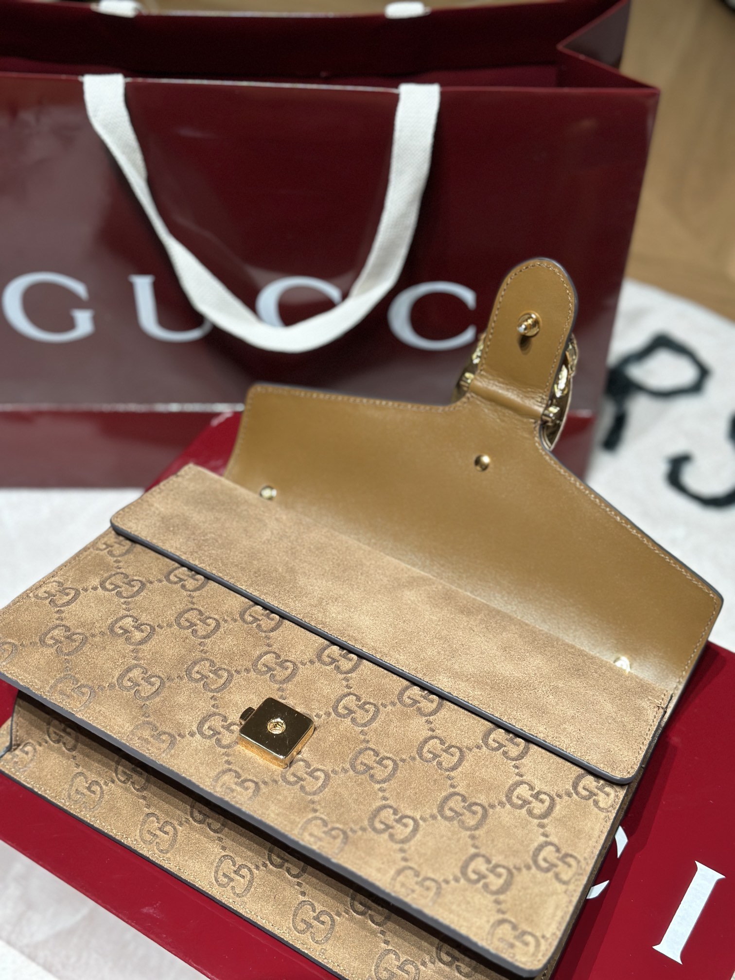 Gucci  dionysus debossed suede shoulder bag