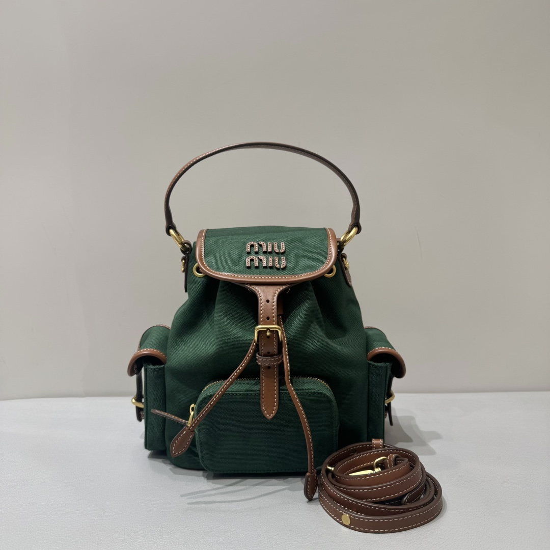 MiuMiu Canvas and leather backpack