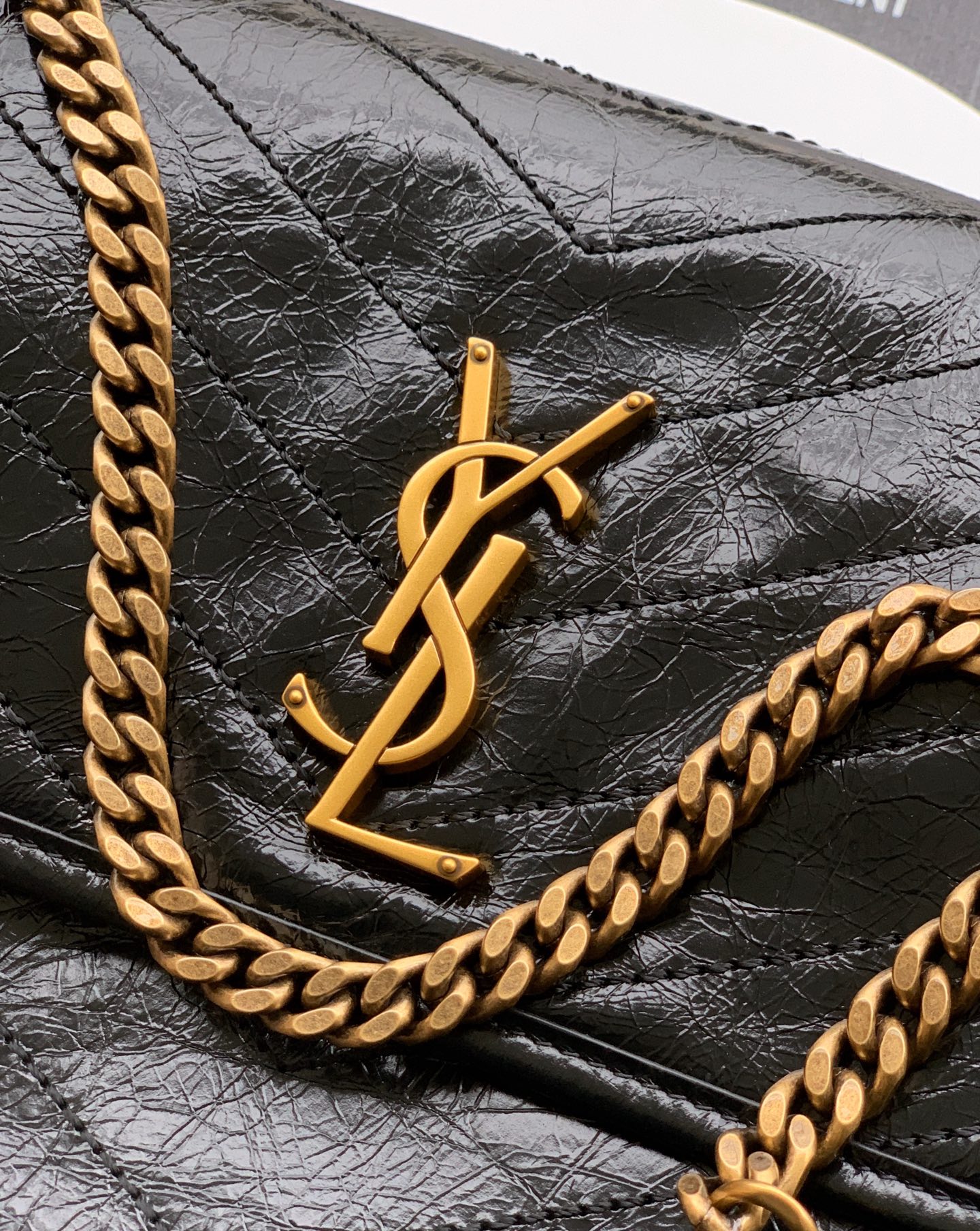 SAINT LAURENT Niki Medium Crinkled Glossed-leather Shoulder Bag