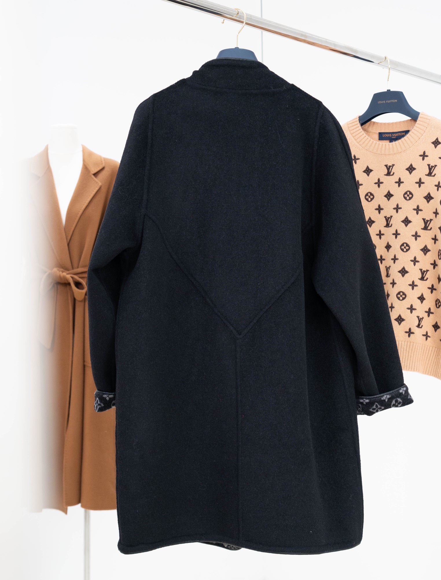 LV Classic Coat – Double-Faced Wool Long Coat with Hook Closure